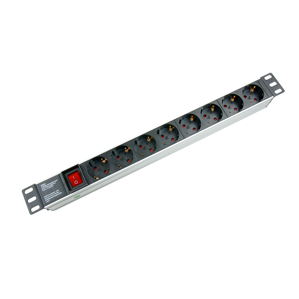 2402c Cabeus PDU-8P Блок евророзеток для 19" шкафов, горизонтальный, 8 розеток, 10 A, выключатель, г