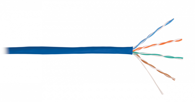 UTP 5e 4х2х0,5  PVC (бухта 305м.) кабель внутренний одножильный синий 24AWG (0,50 мм) Nikolan NKL 41