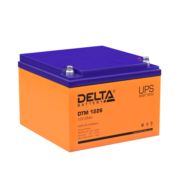 Аккумулятор Delta DTM1226  26 А/ч, 12В    (1 шт./уп.)