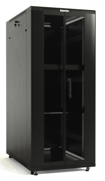 TTB-4788-DD-RAL9004 Hyperline Шкаф напольный 19-дюймовый, 47U, 2277x800х800 мм (ВхШхГ), передняя и з