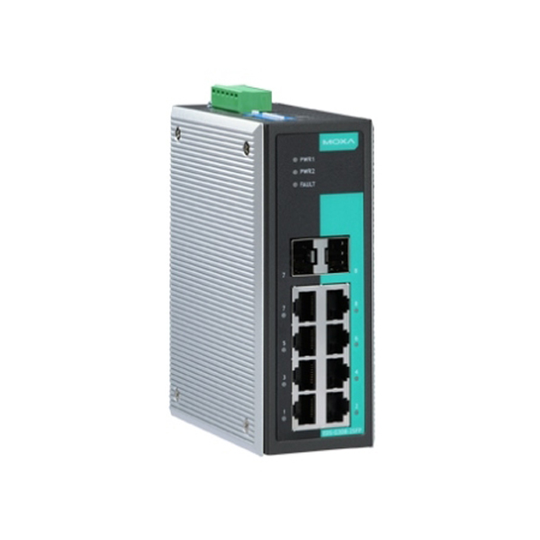 MOXA  EDS-G308-2SFP-T  Коммутатор  Gigabit Ethernet switch with 6 ports and 2 slot combo ports, -40 to 75°C