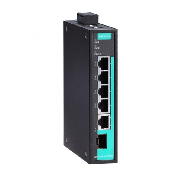 MOXA  EDS-G205-1GTXSFP  Коммутатор  Unmanaged full Gigabit Ethernet switch with 4 10/100/1000BaseT(X) ports and 1 combo 10/100/1000BaseT(X)