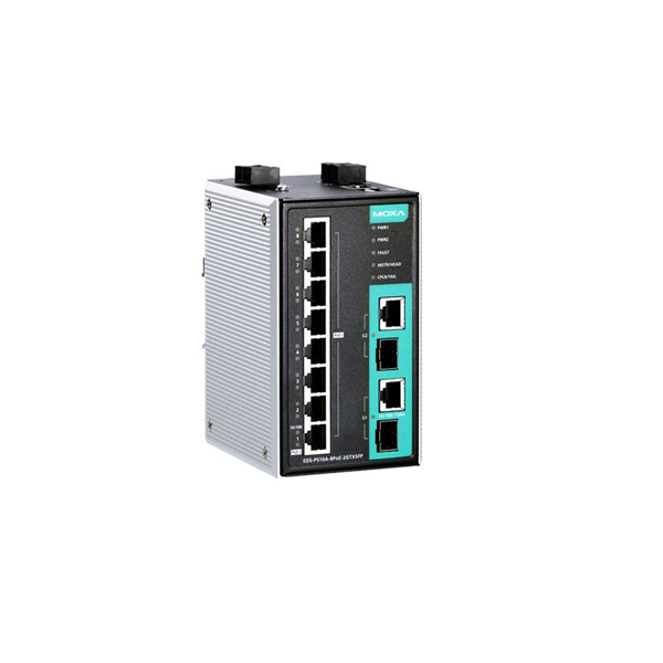 MOXA  EDS-P510A-8POE-2GTXSFP-T  Коммутатор  8 x 10/100BaseTX, 2 x Combo Gigabit с функцией Power Over Ethernet (PoE), с расширенным диапазоном темпер.