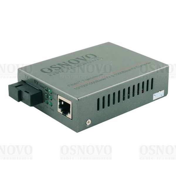OMC-1000-11S5b OSNOVO Оптический Gigabit Ethernet медиаконвертер для передачи Ethernet по одному волокну одномодового оптического кабеля до 20км (по м