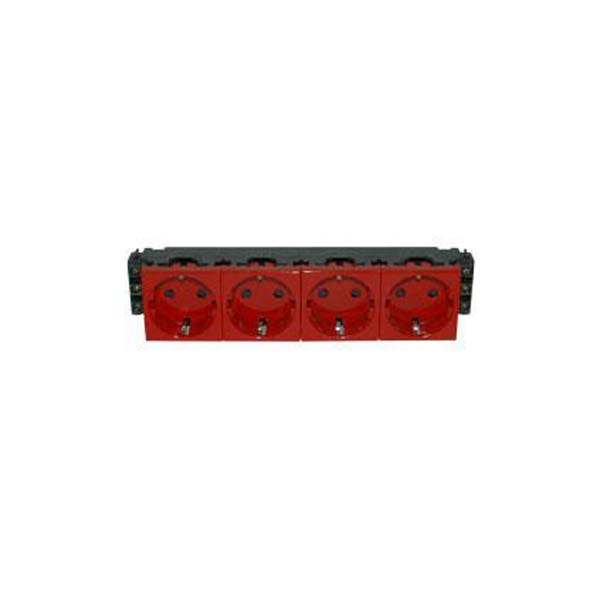 Mosaic Розетка DLP 8M 4х2К+З немецкий стандарт, с винтовыми зажимами, красная