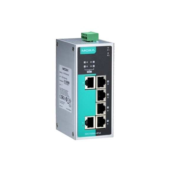MOXA  EDS-P206A-4PoE-T  Коммутатор  Ethernet Switch 2 x 10/100BaseTx ports, 4 x PoE, t:-40/+75