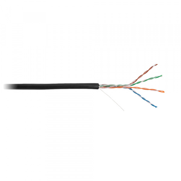UTP 5e 4х2х0,5 (бухта. 305м)  кабель наружный чёрный NETLAN EC-UU004-5E-PE-BK