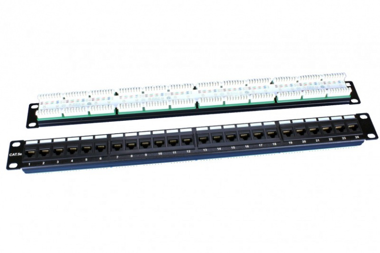 PP3-19-24-8P8C-C5E-110D Hyperline Патч-панель 19", 1U, 24 порта RJ-45, категория 5e, Dual IDC, ROHS,