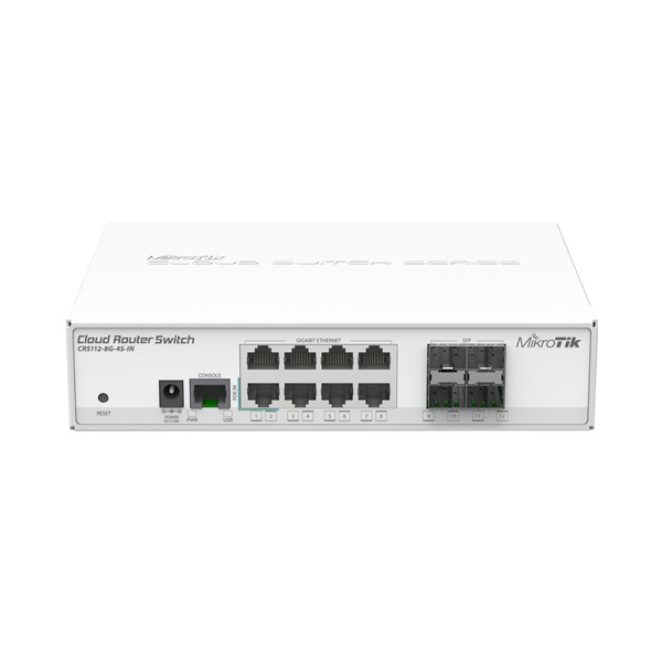 MikroTik  CRS112-8G-4S-IN  Коммутатор серии Smart Switch на 8 гигабитных портов Ethernet и 4 SFP