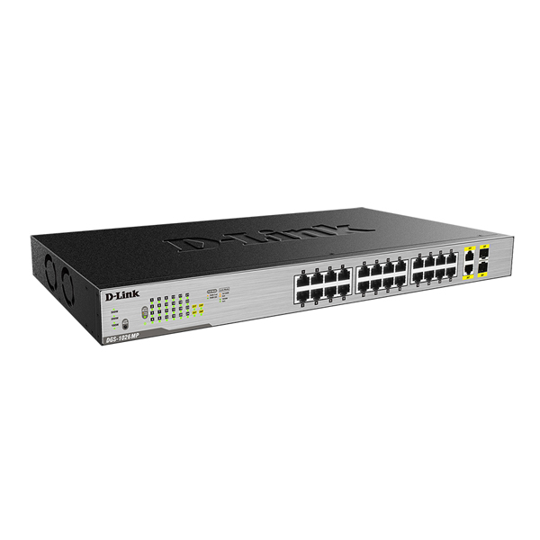 D-Link  DGS-1026MP/B1A коммутатор с 24 POE портами 10/100/1000Base-T, 2 комбо-портами 100/1000Base-T