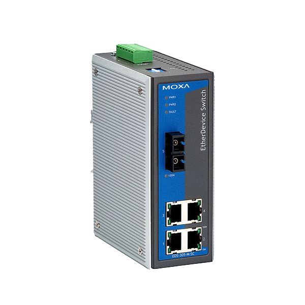 MOXA  EDS-305-M-SC-T  Коммутатор  Ethernet switch,with 4 10/100 BaseTx ports,1 multi mode 100Fx,t:-40/+75C