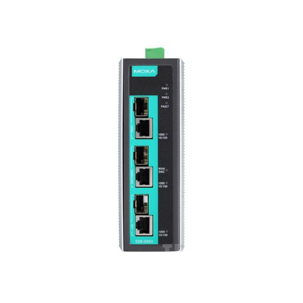 MOXA  EDR-G903  Маршрутизатор EDR-G903 Gigabit firewall/VPN router, 3 combo 10/100/1000 ports
