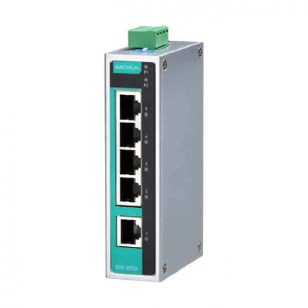 MOXA  EDS-205A-T  Коммутатор  5 port entry-level unmanaged Ethernet Switches, dual power, t:-40/+75
