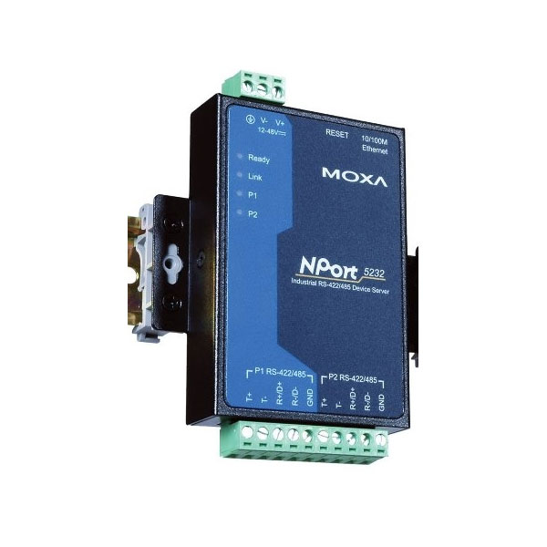 MOXA  NPort 5232-T  Сервер  2 port RS-422/485,10/100 Ethernt,t:-40/+70, без адаптера питания