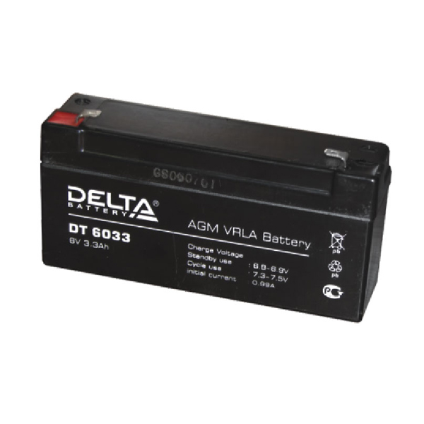 Аккумулятор  6В, 3.3А/ч, DELTA (DT6033)    (20 шт./уп.)