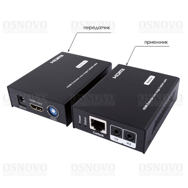 TA-Hi/4+RA-Hi/4 OSNOVO Комплект для передачи HDMI и ИК сигнала управления по одному кабелю витой пары CAT5e/6 до 50м