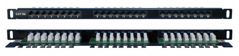 PPHD-19-24-8P8C-C5E-110D Hyperline Патч-панель высокой плотности 19", 0.5U, 24 порта RJ-45, категори