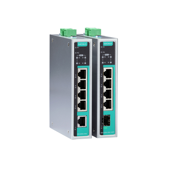 MOXA  EDS-G205A-4PoE-1GSFP-T  Коммутатор  Unmanaged Ethernet switch with 1 10/100/1000BaseT port and 4 PoE/PoE+ ports, t:-40/+75