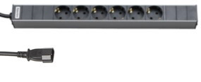 SHT19-6SH-2.5IEC Hyperline Блок розеток для 19" шкафов, горизонтальный, 6 розеток Schuko, кабель пит