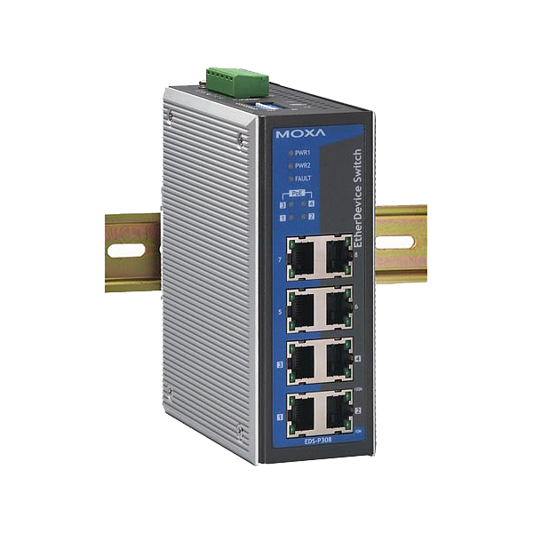 MOXA  EDS-P308  Коммутатор  Ethernet Server 8 10/100BaseTx ports, IEEE802.3af PoE support