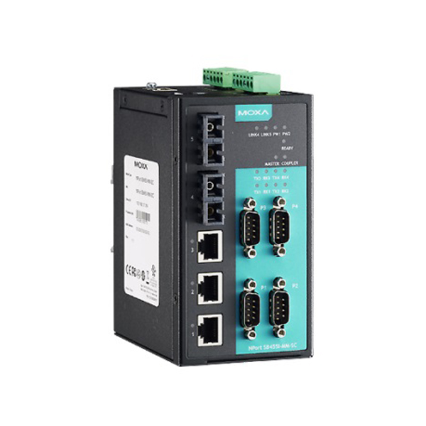 MOXA  NPort S8455I-SS-SC-T  Преобразователь  4 port RS-232/422/485, 3 x 10/100 Ethernet, 2 x 100SM Fiber, SC, 12-48 V