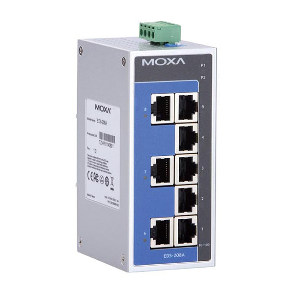 MOXA  EDS-208A  Коммутатор  8 port entry-level unmanaged Ethernet Switches with dual power input