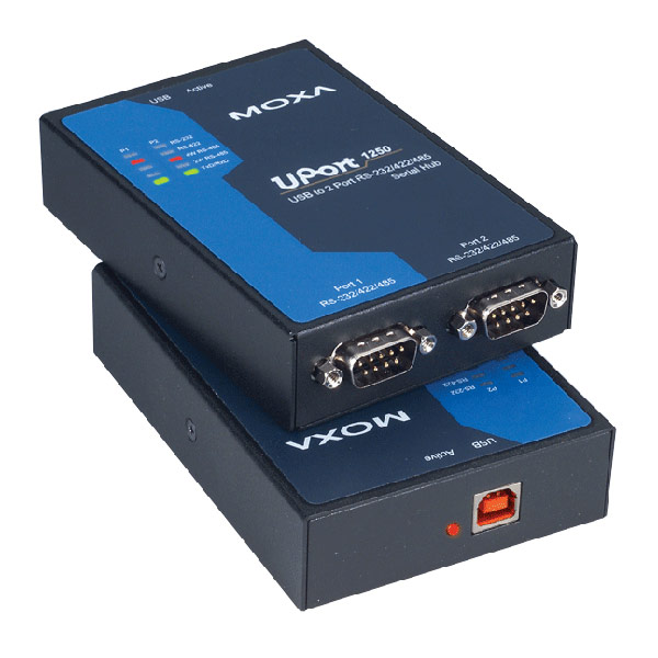 MOXA  UPort 1250  Преобразователь  USB to 2-port RS-232/422/485,921.6Kbps,15KV ESD Protection,mini DB9F-to-TB