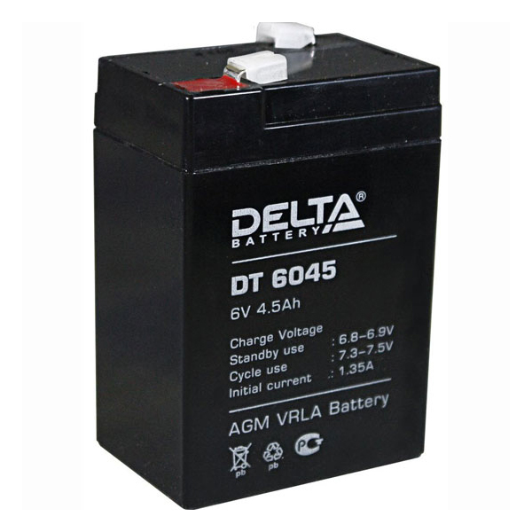 Аккумулятор  6В, 4,5 А/ч  DELTA (DT6045)   (20 шт./уп.)
